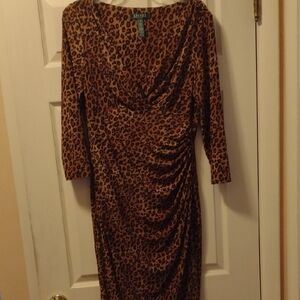 Lauren Ralph Lauren Animal Print Long Sleeve Dress